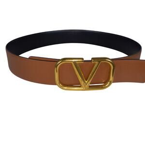 Valentino Garavani Black Leather Logo Belt Size 80 /32 (F)